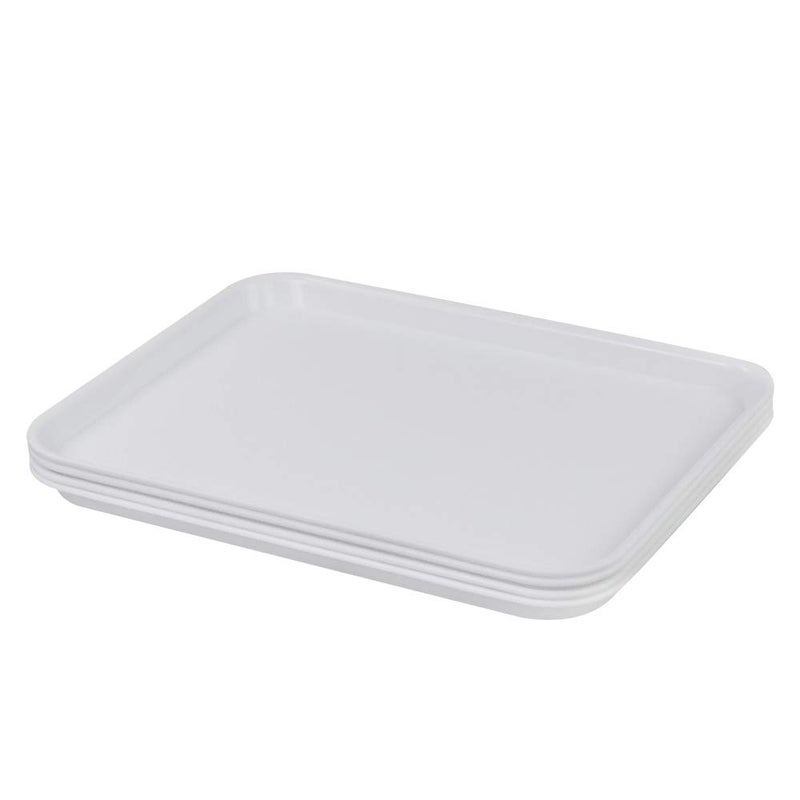 Gloreen Rectangular Fast Food Tray, Cafe Standard Cafeteria Serving Trays, 17.2"X13.5", Set of 4(White) - Image 1